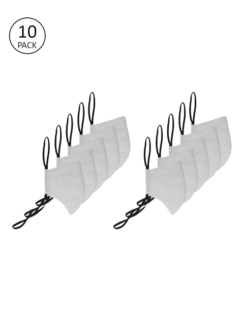 

The Vanca Unisex Pack of 10 Off-White Solid Reusable 3-Ply Protective Outdoor Mask