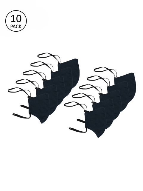 

The Vanca Unisex Navy Blue Pack Of 10 3-Ply Reusable Cloth Masks