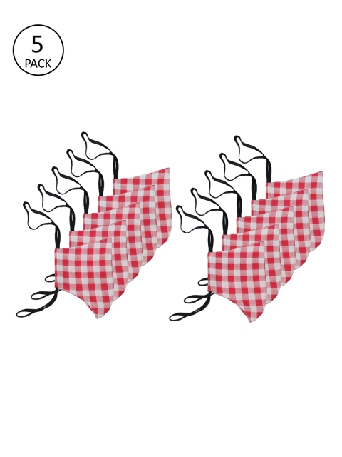 

The Vanca Adults Pack of 5 Checked 3-Ply Reusable Outdoor Masks, Red