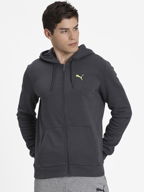 

Puma Men Grey Printed Hooded Bomber Jacket