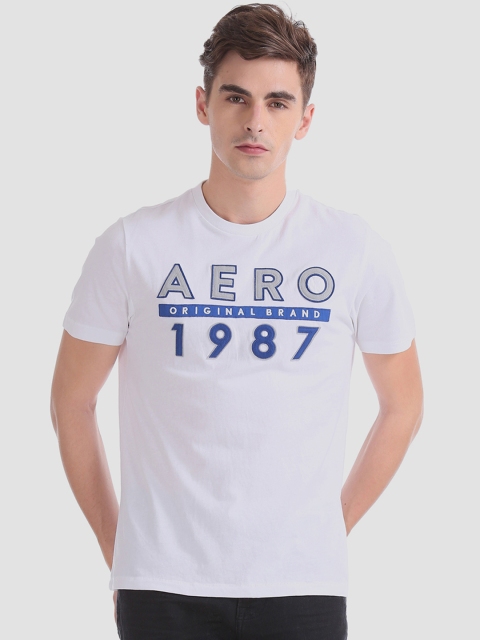 

Aeropostale Men White Printed Round Neck Pure Cotton T-shirt