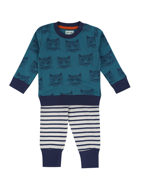 

Lilly and Sid Boys Blue & White Printed Sustainable T-shirt With Pyjamas