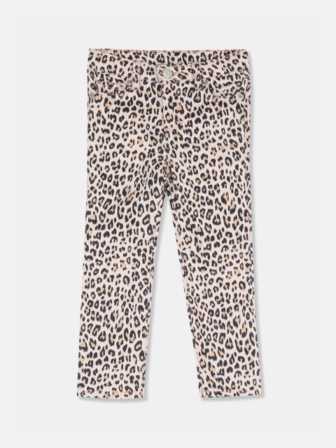 

GAP Girls Pink & Black Cheetah Printed Skinny Fit Mid-Rise Clean Look Jeans