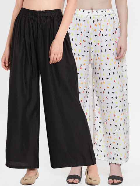 

TAG 7 Women Pack of 2 Flared Palazzos, Black