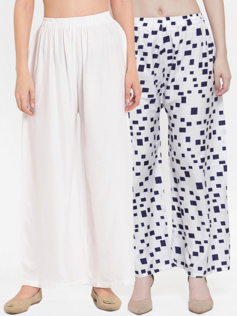 

TAG 7 Women Pack Of 2 Straight Palazzos, White