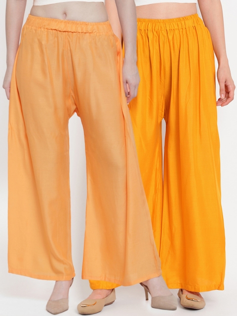 

TAG 7 Women Pack of 2 Solid Flared Palazzos, Orange