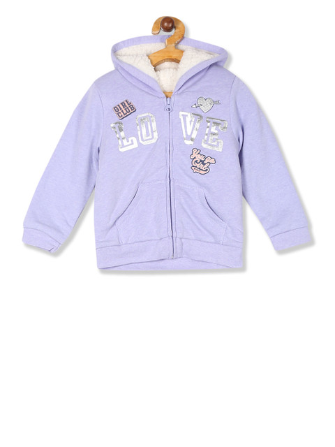 

The Childrens Place Girls Purple Printed Hooded Sweatshirt