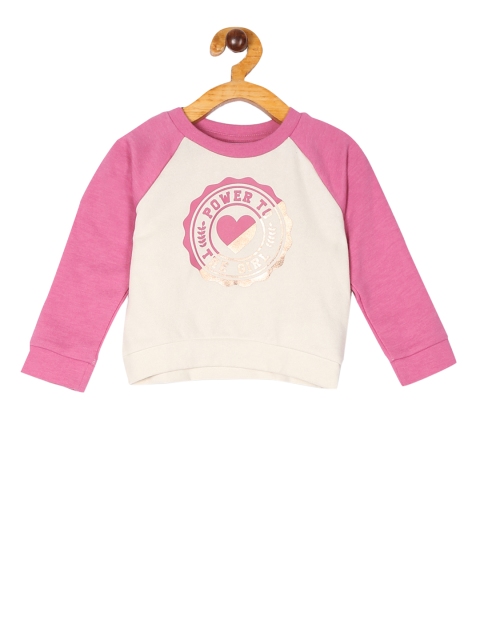 

The Childrens Place Girls Pink & White Printed Sweatshirt