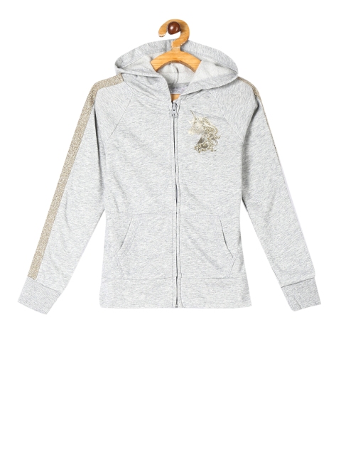 

The Childrens Place Girls Grey Solid Hooded Sweatshirt