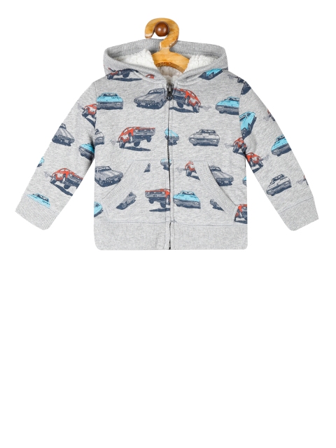 

The Childrens Place Boys Grey Printed Hooded Sweatshirt