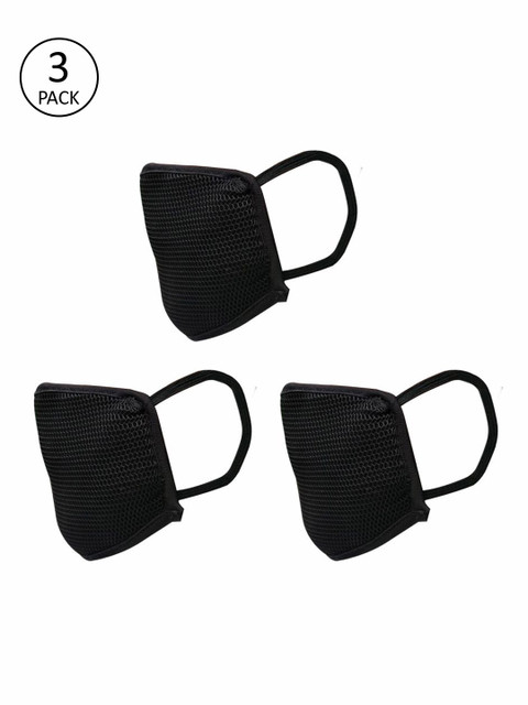 

nestroots Unisex Pack of 3 Reusable 2 Ply Protective Outdoor Masks, Black
