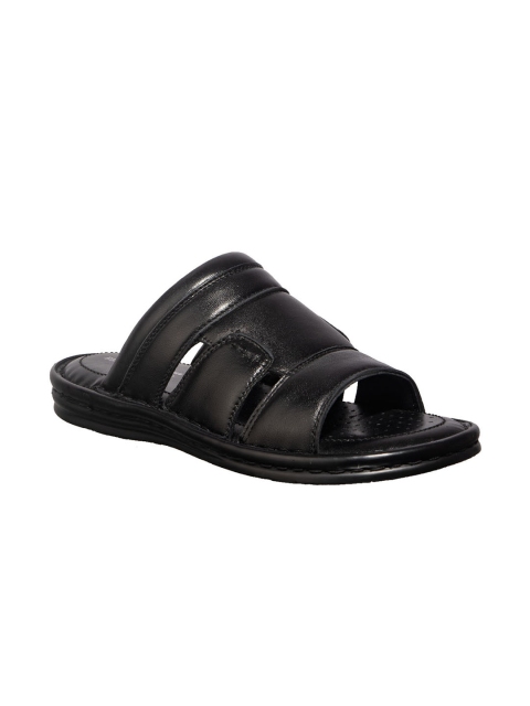 

Khadims Men Black Leather Comfort Sandals