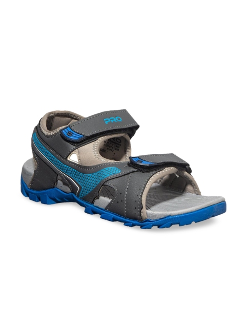 

Khadims Men Grey & Blue Solid Sports Sandals