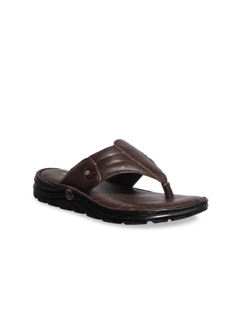 

Khadims Men Brown Solid Leather Comfort Sandals