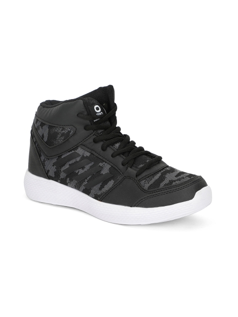 

Khadims Men Black Textile Mid-Top Running Shoes