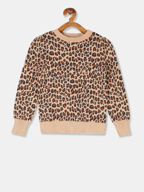 

GAP Girls Brown Leopard Pattern Crew Neck Sweater