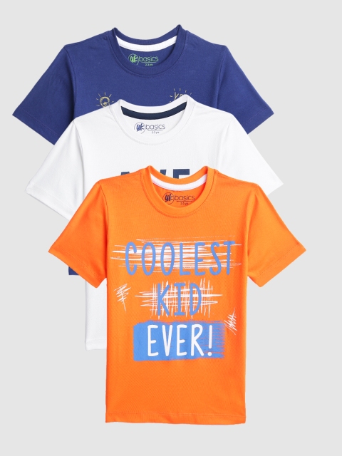 

YK Basics Boys Pack of 3 Printed Round Neck T-shirts, Orange