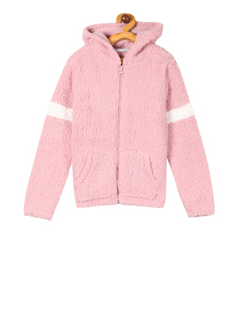 

The Childrens Place Girls Pink Solid Hooded Tailored Jacket