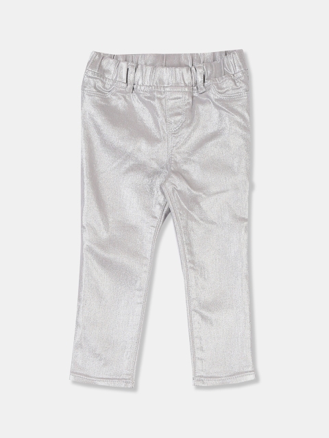 

GAP Toddler Girls Silver Coloured Foil Jeggings With Stretch