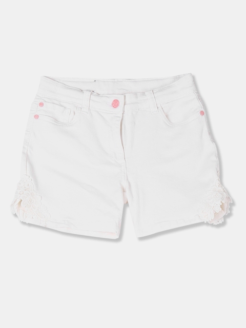 

U.S. Polo Assn. Kids Girls White Solid Regular Shorts
