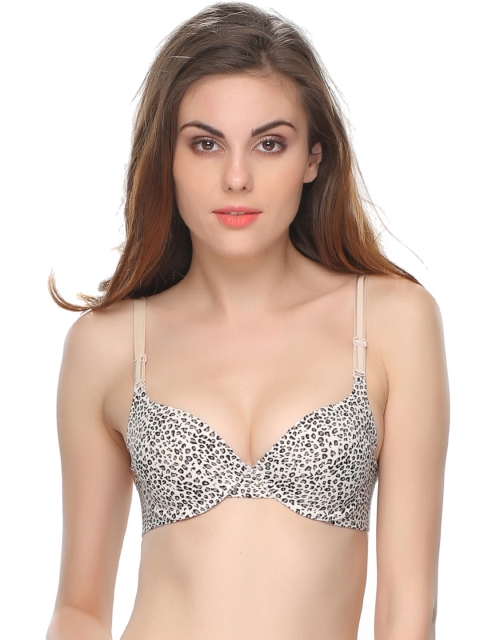 

Clovia Beige Animal Print Push-Up Bra BR0433P2436B