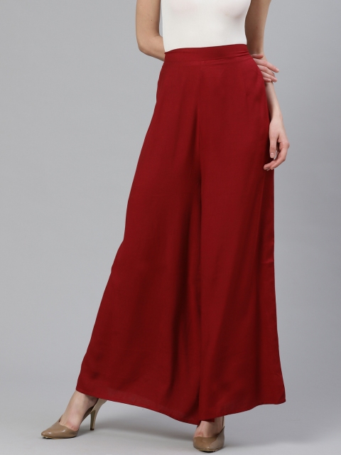 

Orchid Blues Women Maroon Solid Flared Palazzos