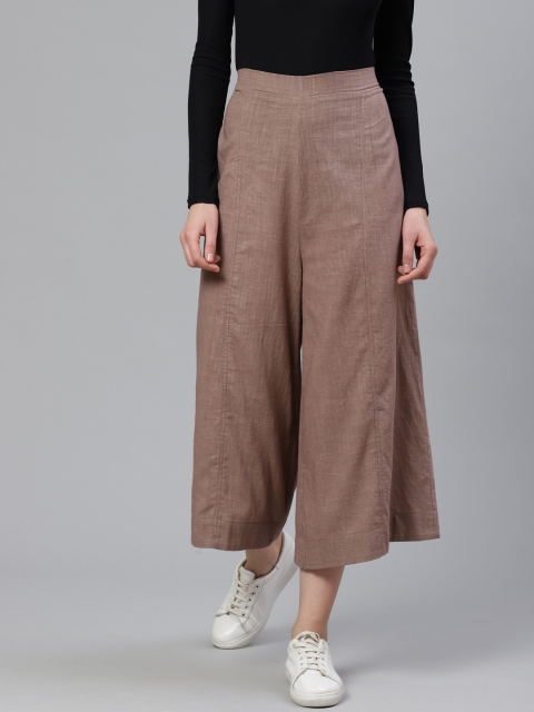 

Orchid Blues Women Brown Loose Fit Solid Parallel Trousers