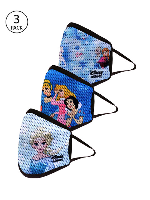 

Disney by Wear Your Mind Girls Pack of 3 pcs Blue Reusable 3-Ply Protective Outdoor Mask