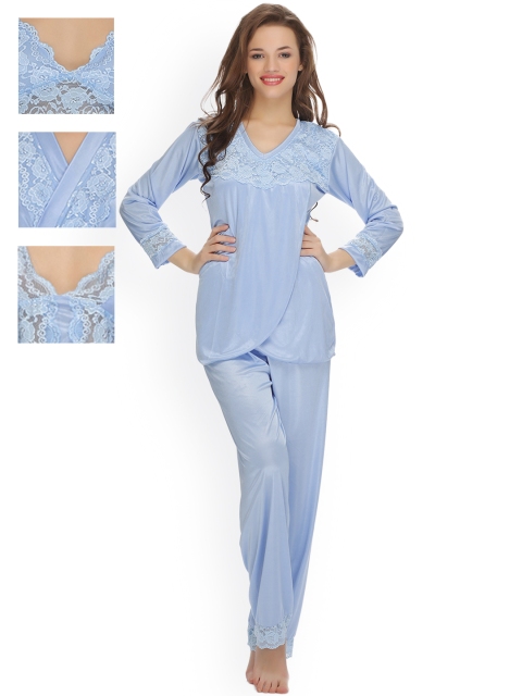 

Clovia Blue Nightdress Set NS0517P03O