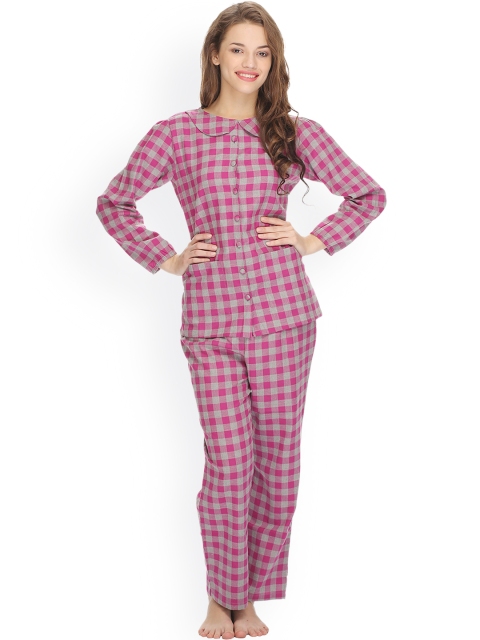 

Clovia Purple Checked Pyjama Set