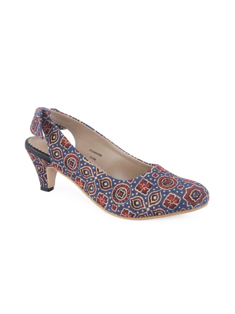 

Khadims Women Blue & Red Printed Heels