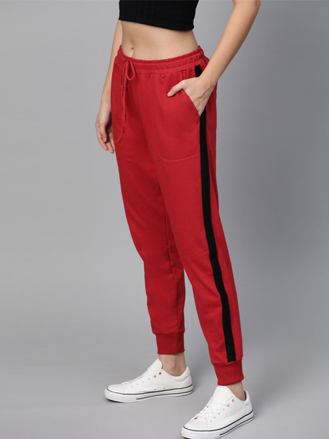 

Mast & Harbour Women Red Solid Joggers