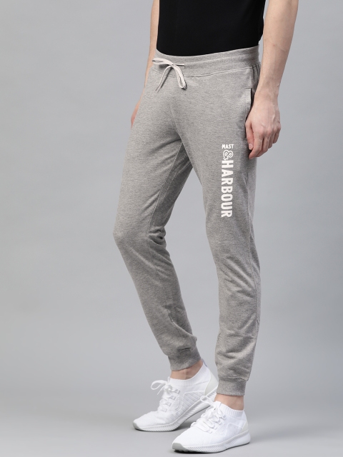 

Mast & Harbour Men Grey Melange Solid Joggers