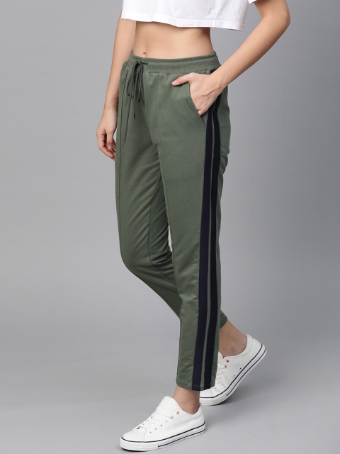 

Mast & Harbour Women Olive Green Solid Track Pants