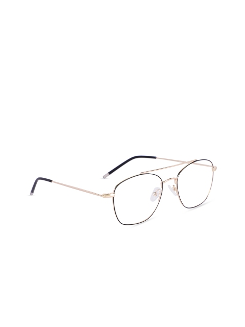 

MARC LOUIS Unisex Black & Gold-Toned Solid Full Rim Square Frames MLRB3274 C3 50 FR