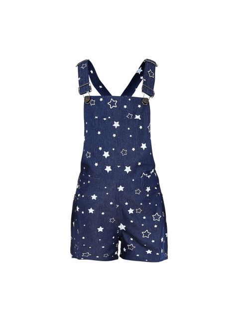 

naughty ninos Girls Navy Blue Star Printed Denim Straight-Leg Dungarees