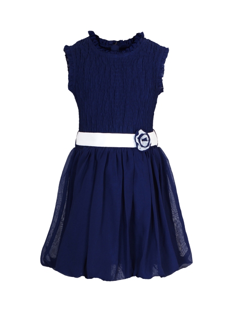 

naughty ninos Girls Navy Blue Solid Fit and Flare Dress