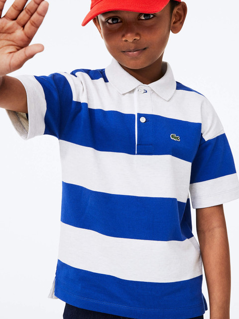 

Lacoste Boys Blue & White Striped Polo Collar T-shirt
