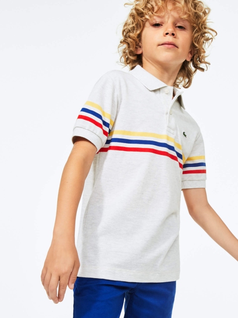 

Lacoste Boys Grey Melange & Red Striped Polo Collar T-shirt