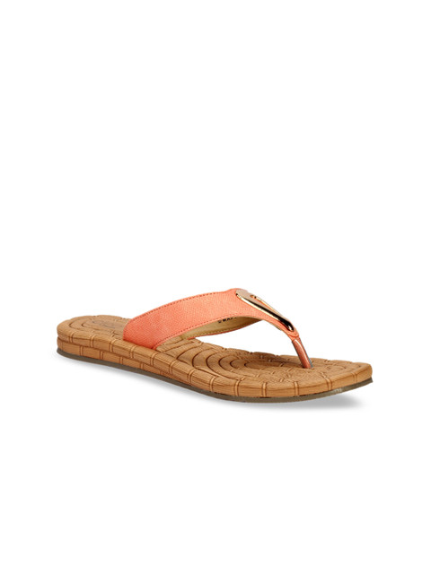 

Khadims Women Peach-Coloured Solid Open Toe Flats