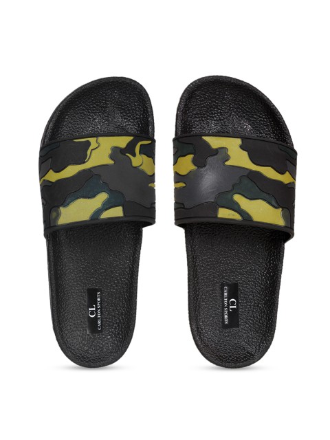 

Carlton London sports Men Green & Black Camouflage Sliders