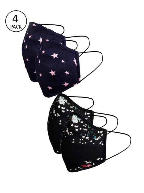 

Naughty Ninos Kids 4 Pcs Reusable 3 Ply outdoor Mask, Navy blue