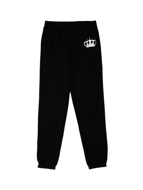 

The Childrens Place Girls Black Solid Active Foil Fleece Joggers