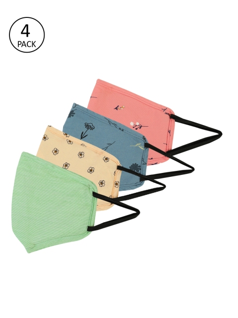 

Dressberry Women Multicoloured Pack of 4 Reusable 3 Layer Outdoor Masks, Green