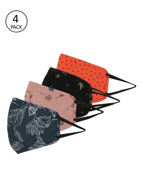 

Dressberry Women Multicoloured Pack of 4 Reusable 3 Layer Outdoor Masks, Black