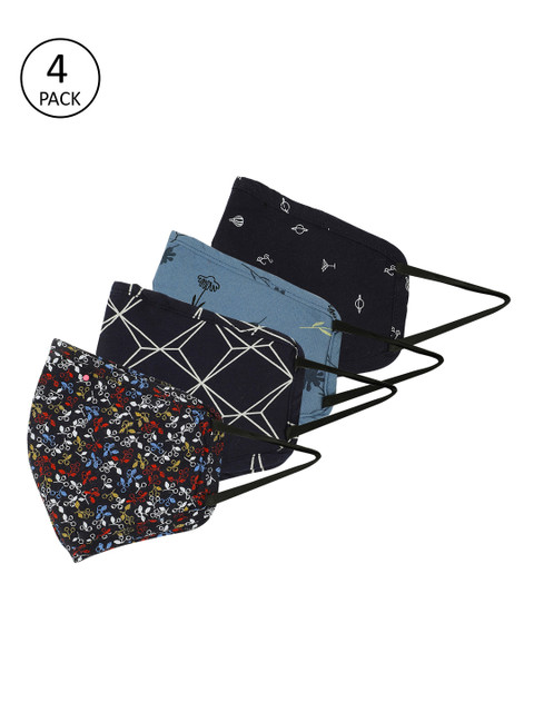 

Dressberry Women Multicoloured Pack of 4 Reusable 3 Layer Outdoor Masks, Multi