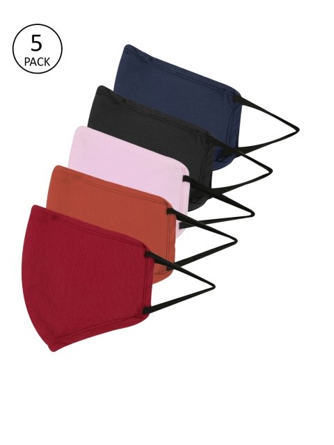 

Dressberry Women Pack of 5 Reusable 3 Layer Outdoor Masks, Red
