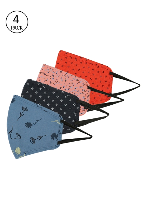 

Dressberry Women Multicoloured Pack of 4 Reusable 3 Layer Outdoor Masks, Multi