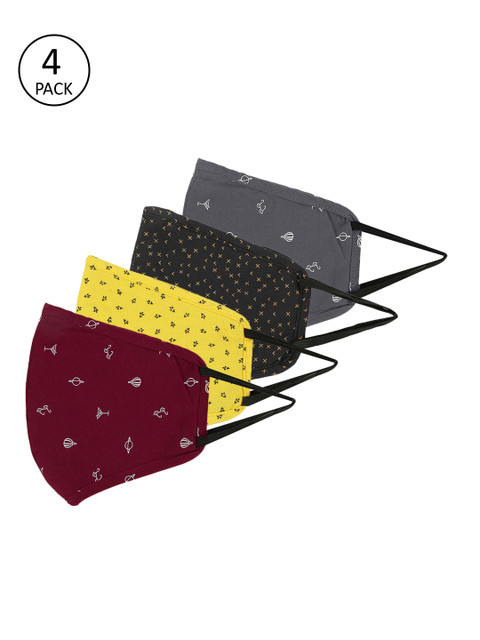 

Dressberry Women Pack of 4 Reusable 3 Layer Outdoor Masks, Maroon