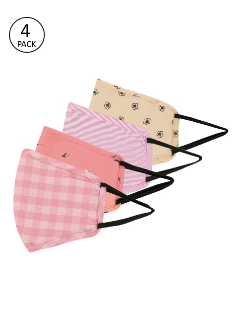 

Dressberry Women Pack of 4 Reusable 3 Layer Outdoor Masks, Pink